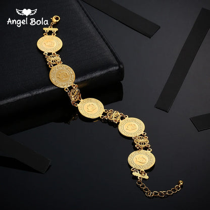 Gold Color Coin Bracelet Coins Bracelet for Women Middle Eastern Jewelry Gifts Never Faded