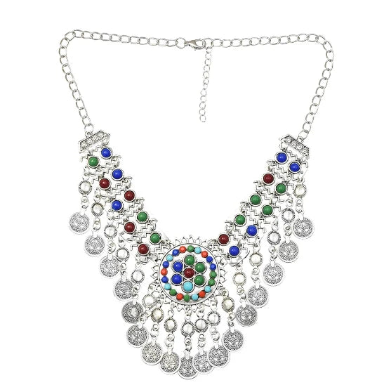Bohemian Turkish Ethnic Metal Gypsy Beach Choker Bib Coin Tassel Collar Necklace For Women Indian Charm Turk Party Jewelry