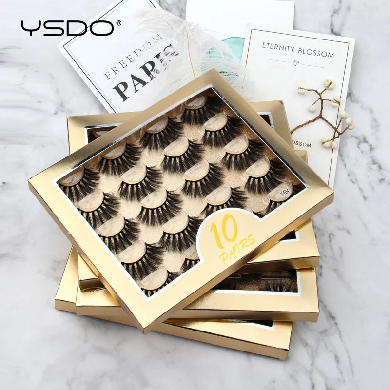 YSDO 5/10 Pairs Natural 3D False Eyelashes Set Fake Lashes Makeup Kit Mink Lashes Natural long Mink Eyelashes Wholesale in Bulk