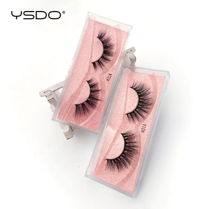 YSDO 1 Pair 3D Mink Eyelashes Fluffy Dramatic Eyelashes Makeup Wispy Mink Lashes Natural Long False Eyelashes Thick Fake Lashes