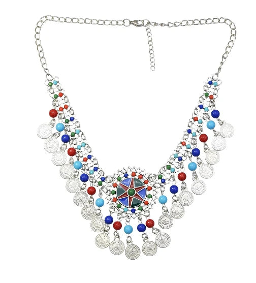 Bohemian Turkish Ethnic Metal Gypsy Beach Choker Bib Coin Tassel Collar Necklace For Women Indian Charm Turk Party Jewelry