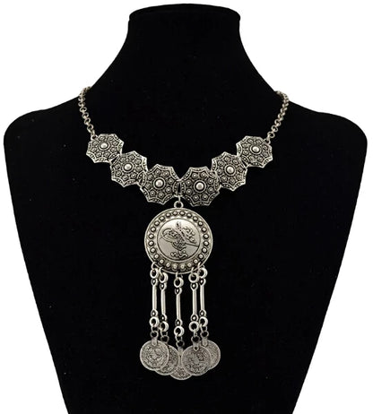 Bohemian Turkish Ethnic Metal Gypsy Beach Choker Bib Coin Tassel Collar Necklace For Women Indian Charm Turk Party Jewelry