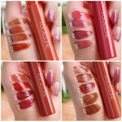 FOCALLURE  Colors Jelly-Clear Dewy Texture Lip Gloss Waterproof Moisturizing Velvet Mate Nude Liquid Lipstick Makeup Cosmetics