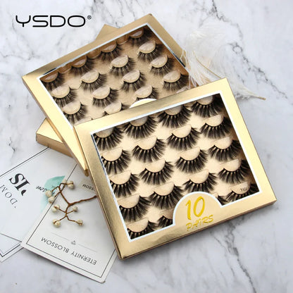 YSDO 5/10 Pairs Natural 3D False Eyelashes Set Fake Lashes Makeup Kit Mink Lashes Natural long Mink Eyelashes Wholesale in Bulk