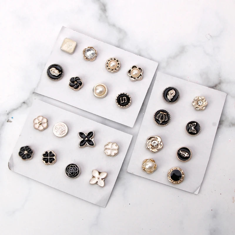 Magnet Pins No-snag 8 Pcs Set  Strong Metal Plating Rose Bow knot Crown Round Scarf Accessories