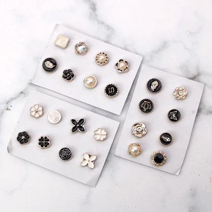 Magnet Pins No-snag 8 Pcs Set  Strong Metal Plating Rose Bow knot Crown Round Scarf Accessories
