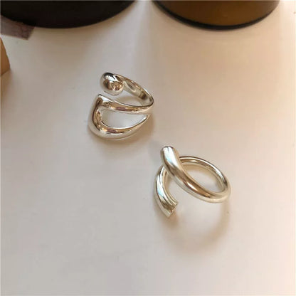 Silver Color Rings For Women Fashion Creative Hollow Irregular Geometric Open Rings Party Jewelry