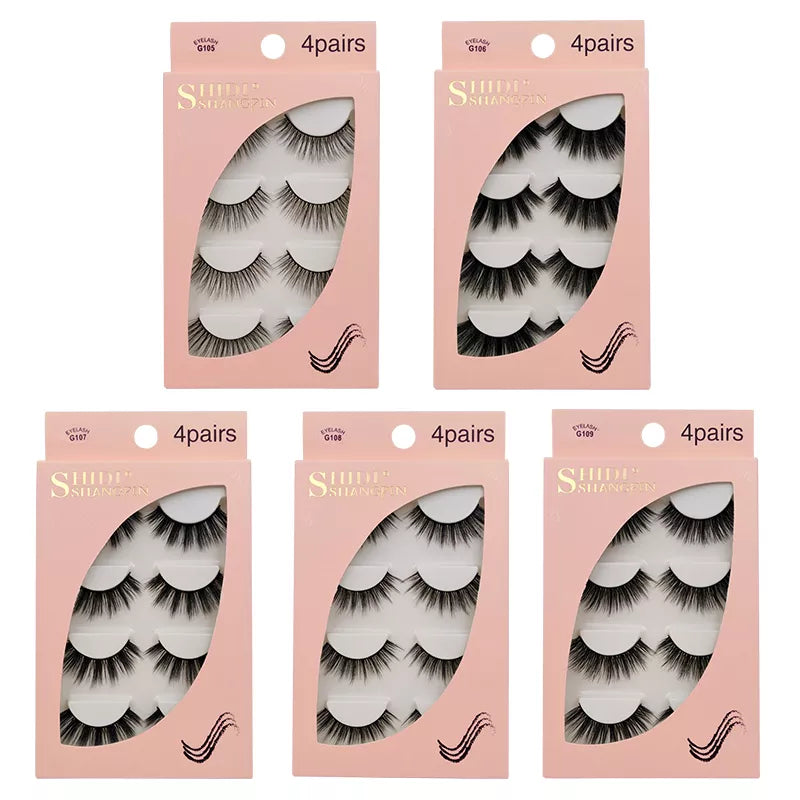 YSDO 3/4 Pairs Eyelashes Natural Long 3d Mink Lashes Faux Cils Hand Made Mink Eyelashes Strip Makeup False Lashes Volume Cilios