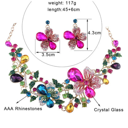 FARLENA Fashion Wedding Jewelry Color Crystal Rhinestones Necklace Earrings set for Women Dubai Bridal Jewelry sets