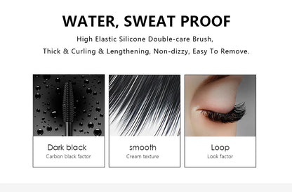 QIBEST Black Mascara 4D Volume Waterproof Lash Eyelashes Extension Lengthening Eyelashes Liquid Rimel Mascara Cosmetics Makeup