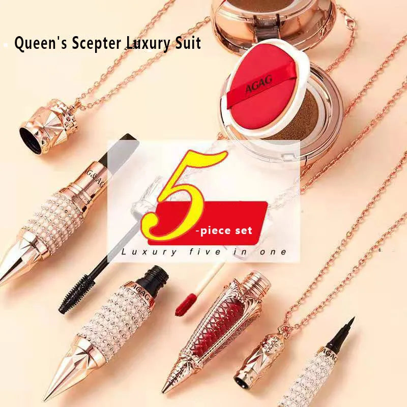 Queen's Scepter Makeup Set Air Cushion BB Cream Mascara Eyeliner Lipstick Lip Tint Make Up Kit Gift Box