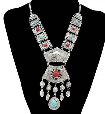 Bohemian Turkish Ethnic Metal Gypsy Beach Choker Bib Coin Tassel Collar Necklace For Women Indian Charm Turk Party Jewelry