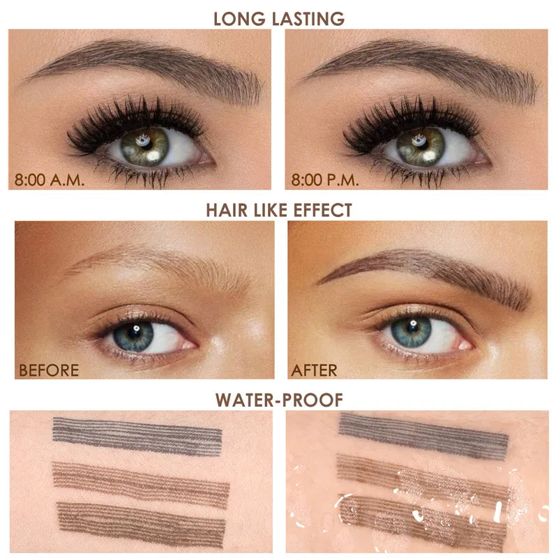 FOCALLURE 4 Forks Waterproof Eyebrow Pencil Ultra-fine Sweat-proof Long Lasting Natural Eye Brow Tattoo Tint Enhancers Cosmetics