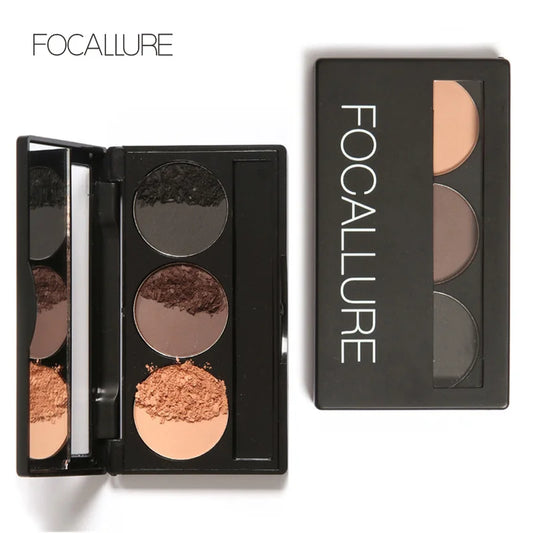 FOCALLURE 3 Colors Matte Eyebrow Powder Palette Waterproof Long-lasting Pomade Eye Brow Pomade Eyebrow Enhancer Makeup Cosmetics