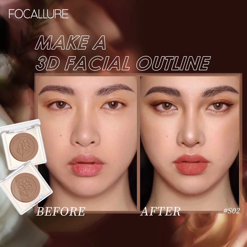 FOCALLURE Highlighter Powder Palette For Face Contour Bronzer Shimmer Illuminator Waterproof Glow Face Highlighter Makeup