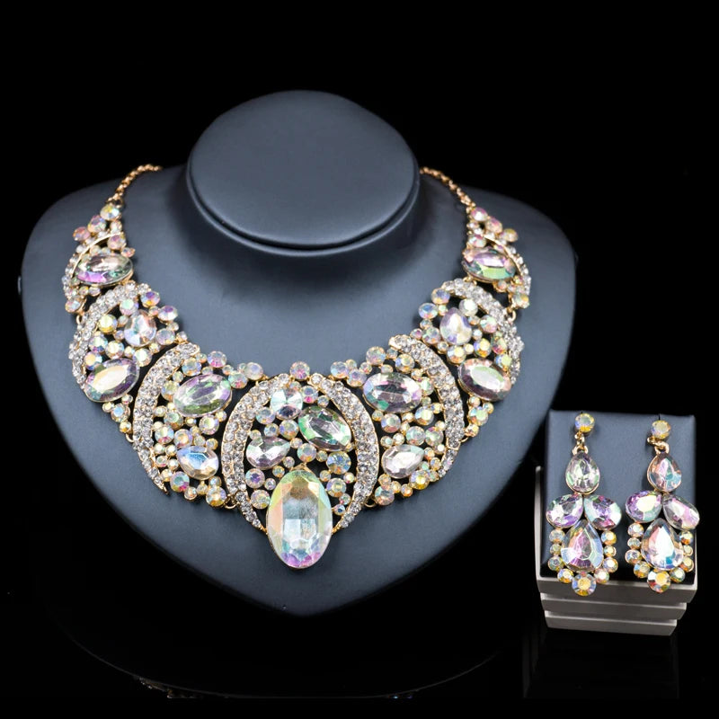 Modern Style jewelry wedding beads  gold color necklace and drop earrings  six colors free shipping