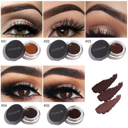 FOCALLURE 5 Color Waterproof Eyebrow Pomade Gel Eyebrow Tint Makeup Enhancer Cosmetic Eye Makeup Eye Brow Cream With Brush