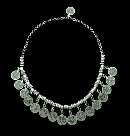 Bohemian Turkish Ethnic Metal Gypsy Beach Choker Bib Coin Tassel Collar Necklace For Women Indian Charm Turk Party Jewelry