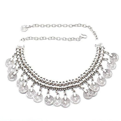 Bohemian Turkish Ethnic Metal Gypsy Beach Choker Bib Coin Tassel Collar Necklace For Women Indian Charm Turk Party Jewelry