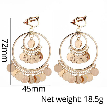 Fashion  Clip On Earrings Big Round Geometric No Pierced Ear Clips for Women Hanging Earring modern Jewelry