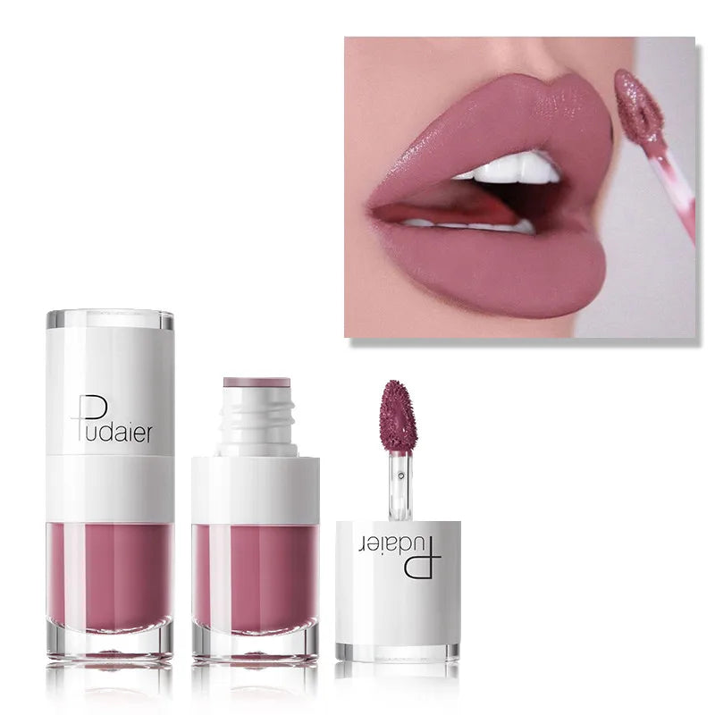 PUDAIER Brand Beautiful Matte Lip Gloss Velvet  Makeup Waterproof Liquid Lipstick Lip Tint Soft