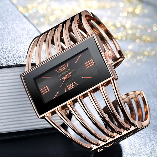 CANSNOW Womens Watch Luxury Fashion Rose Gold Bangle Bracelet Watch Women Dress Clock Female Lady Saati Girls Wristwatch Relojes