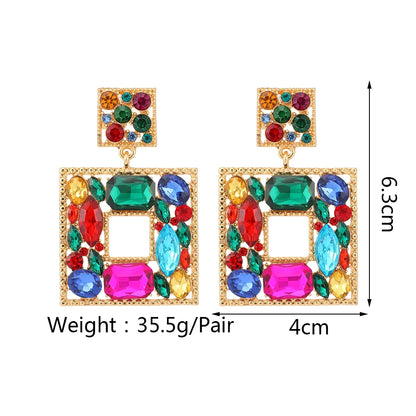 Charm Dangle Earrings For Women Girl Luxury Ear Accessories Vintage Fairy Square Crystal Brincos