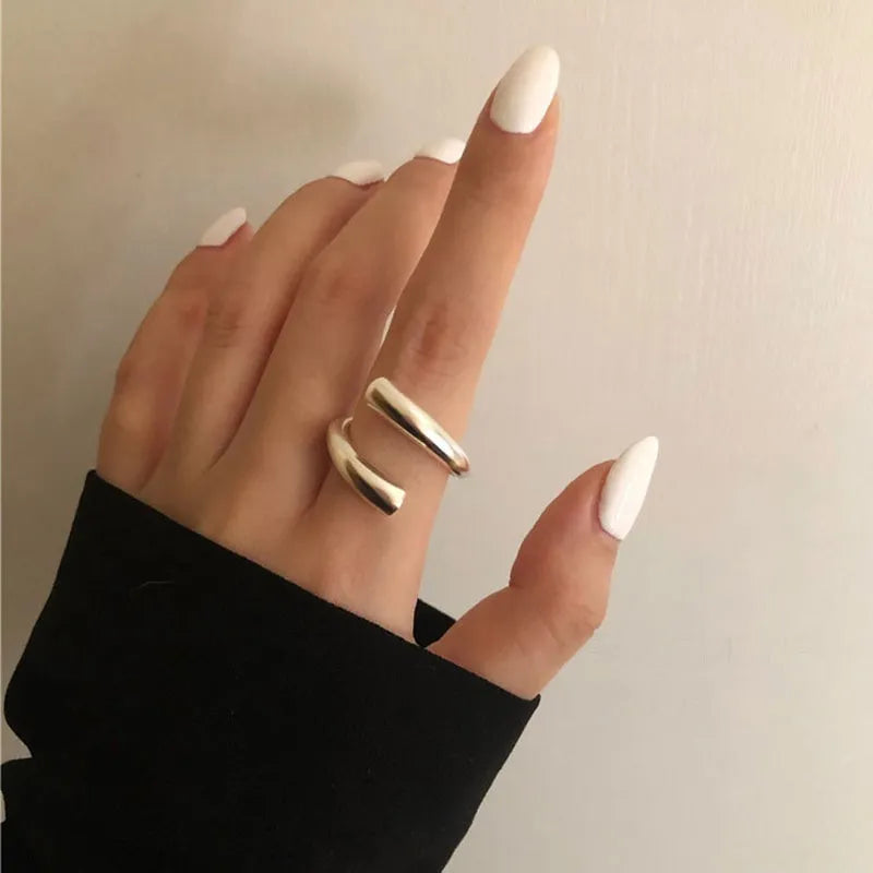 Silver Color Rings For Women Fashion Creative Hollow Irregular Geometric Open Rings Party Jewelry