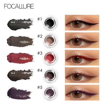 FOCALLURE 5 Color Eyebrow Pomade Eyebrow Eyeliner Gel Waterproof Long-lasting Creamy Texture Tinted Sculpted Brow Gel with Brush