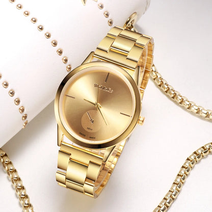 WoMaGe Women Watches Fashion Luxury Women Gold Watches Stainless Steel Quartz Watches