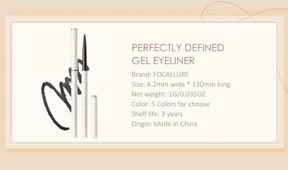 FOCALLURE Ultra-slim Eyeliner Gel Pencil Long Wear Waterproof Soft High Pigment Long-lasting Eye Liner Tool Pen Makeup Cosmetics