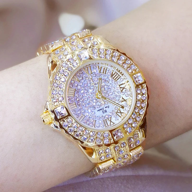 Women Watches Diamond Gold Watch Ladies Wrist Watches Luxury Brand Rhinestone Women's Bracelet Watches Female Relogio Feminino