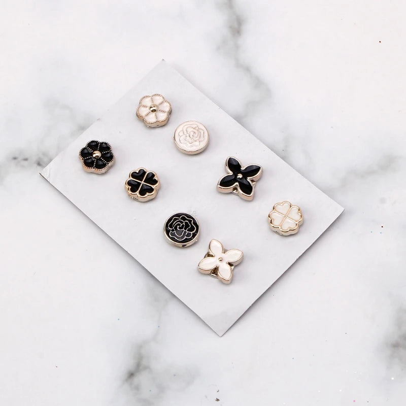 Magnet Pins No-snag 8 Pcs Set  Strong Metal Plating Rose Bow knot Crown Round Scarf Accessories