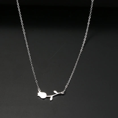 Stainless Steel Necklaces Rose Valentines Pendant Collar Chain Fashion Necklace For Women Jewelry Wedding Party Wife Gifts 1Pcs