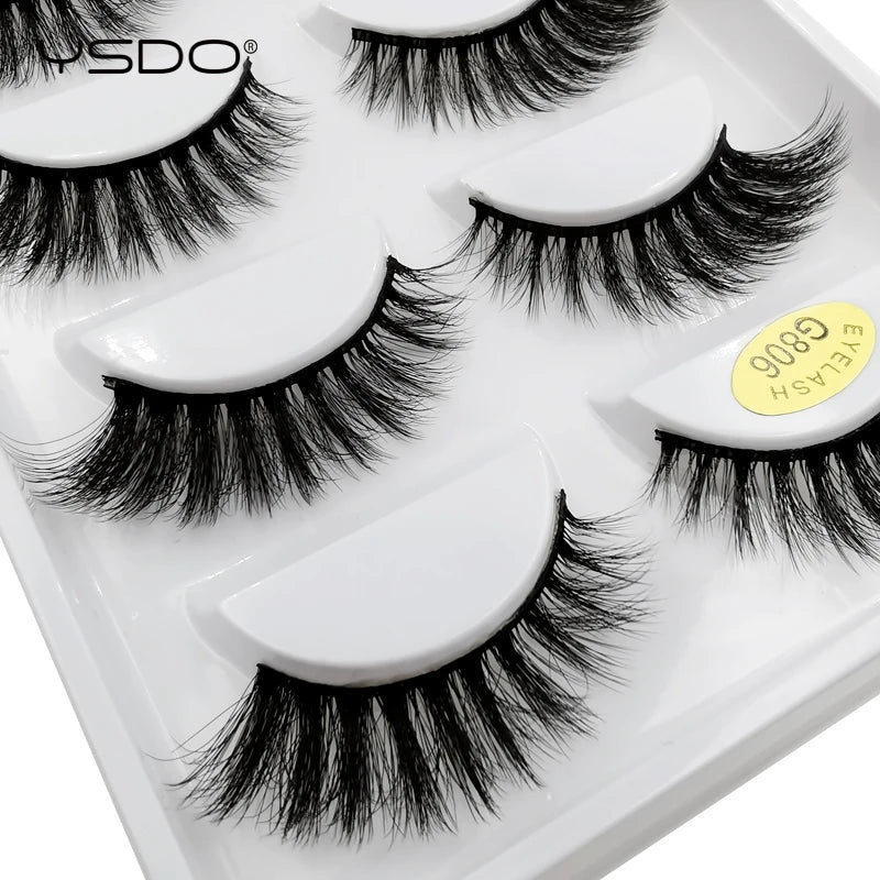 YSDO 5 Pairs Mink Eyelashes Natural Long 3d Mink Lashes Hand Made False Eyelashes Makeup Dramatic Soft Fake Lashes Faux Cils