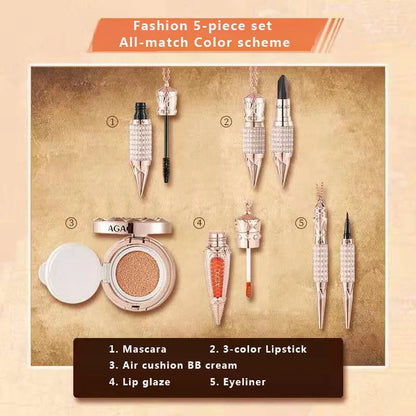 Queen's Scepter Makeup Set Air Cushion BB Cream Mascara Eyeliner Lipstick Lip Tint Make Up Kit Gift Box