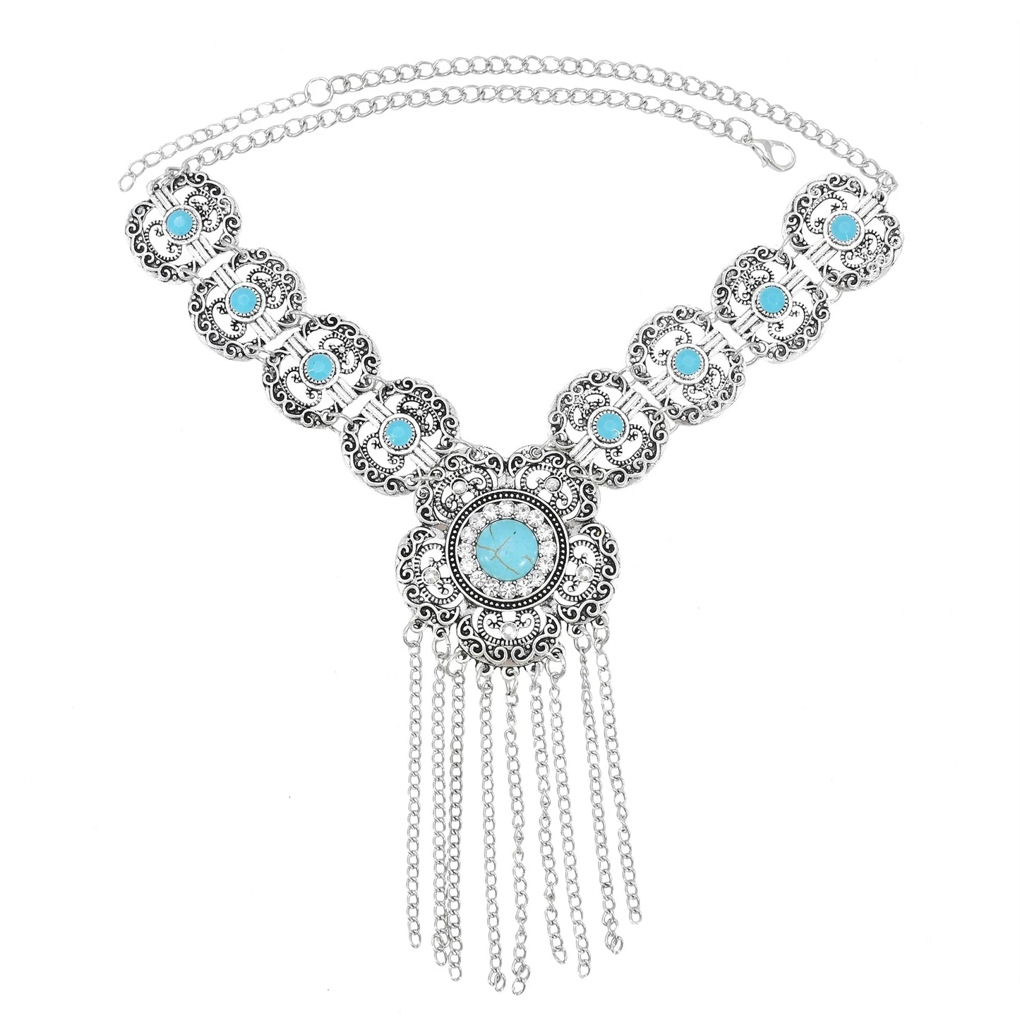 Bohemian Turkish Ethnic Metal Gypsy Beach Choker Bib Coin Tassel Collar Necklace For Women Indian Charm Turk Party Jewelry