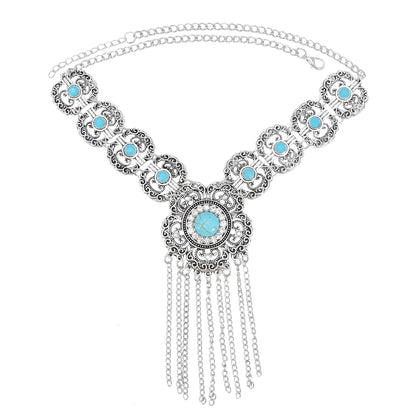 Bohemian Turkish Ethnic Metal Gypsy Beach Choker Bib Coin Tassel Collar Necklace For Women Indian Charm Turk Party Jewelry