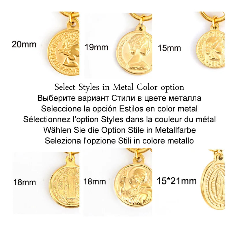 Women Vintage Minimalism Lock Medal Necklace Stainless steel Coin Pendant Choker Trendy Punk U Shape Link heavy Chain Jewelry