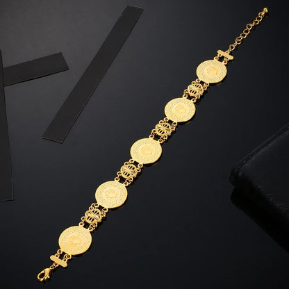 Gold Color Coin Bracelet Coins Bracelet for Women Middle Eastern Jewelry Gifts Never Faded