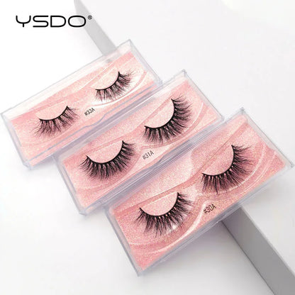 YSDO 1 Pair 3D Mink Eyelashes Fluffy Dramatic Eyelashes Makeup Wispy Mink Lashes Natural Long False Eyelashes Thick Fake Lashes