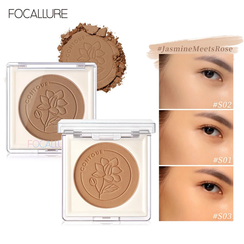 FOCALLURE Highlighter Powder Palette For Face Contour Bronzer Shimmer Illuminator Waterproof Glow Face Highlighter Makeup