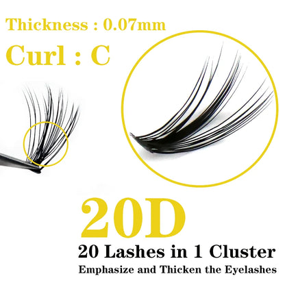 IEEYEEY 60 Bunches Mink Lashes Natural C/D Volume Russian Extension Individual False Eyelashes 20/30D Cluster Eyelashes Makeup Wholesale