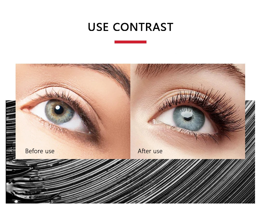 QIBEST Black Mascara 4D Volume Waterproof Lash Eyelashes Extension Lengthening Eyelashes Liquid Rimel Mascara Cosmetics Makeup