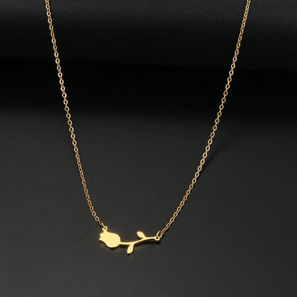 Stainless Steel Necklaces Rose Valentines Pendant Collar Chain Fashion Necklace For Women Jewelry Wedding Party Wife Gifts 1Pcs