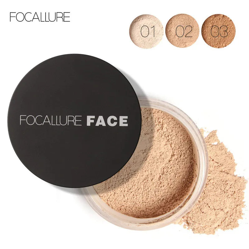 FOCALLURE Makeup Face Powder  Makeup Waterproof Loose Cover Powder Skin Finish Oil Control