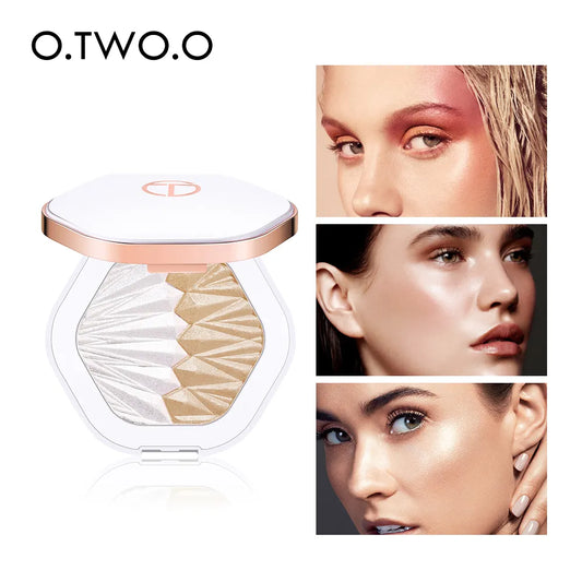 O.TWO.O Shell Highlighter Powder Palette Pearl White Pink Purple Shimmer Face Illuminator Contouring Glowing Makeup