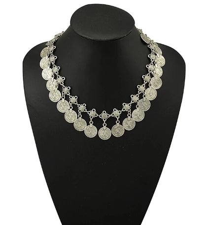 Bohemian Turkish Ethnic Metal Gypsy Beach Choker Bib Coin Tassel Collar Necklace For Women Indian Charm Turk Party Jewelry