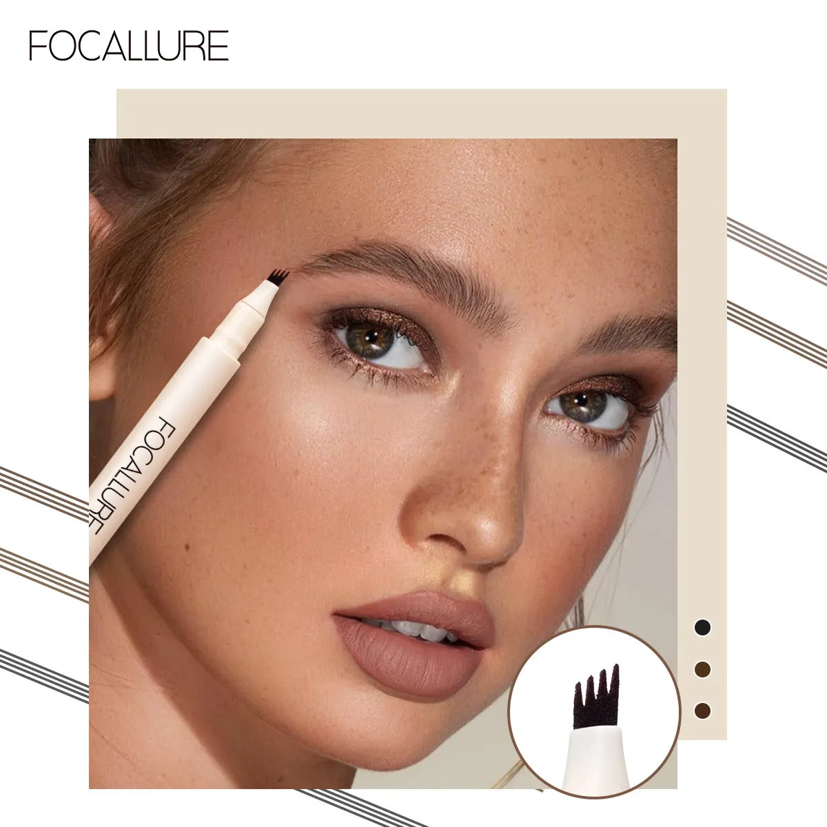 FOCALLURE 4 Forks Waterproof Eyebrow Pencil Ultra-fine Sweat-proof Long Lasting Natural Eye Brow Tattoo Tint Enhancers Cosmetics