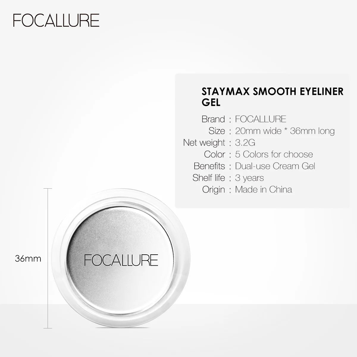 FOCALLURE 5 Color Eyebrow Pomade Eyebrow Eyeliner Gel Waterproof Long-lasting Creamy Texture Tinted Sculpted Brow Gel with Brush